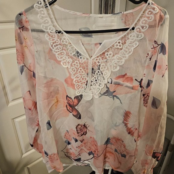 Sheer Floral Top - Picture 1 of 6